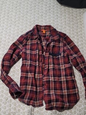 Joe Fresh Red and Cream Plaid Button-Down Shirt